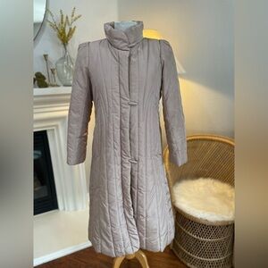Vintage J Gallery Long Down Puffer Coat XS | Ivory Quilted Winter Jacket